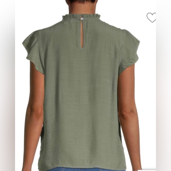 Nanette by Nanette Lepore Pleated Flutter Sleeve Blouse in Prairie Sage - Picture 6 of 8